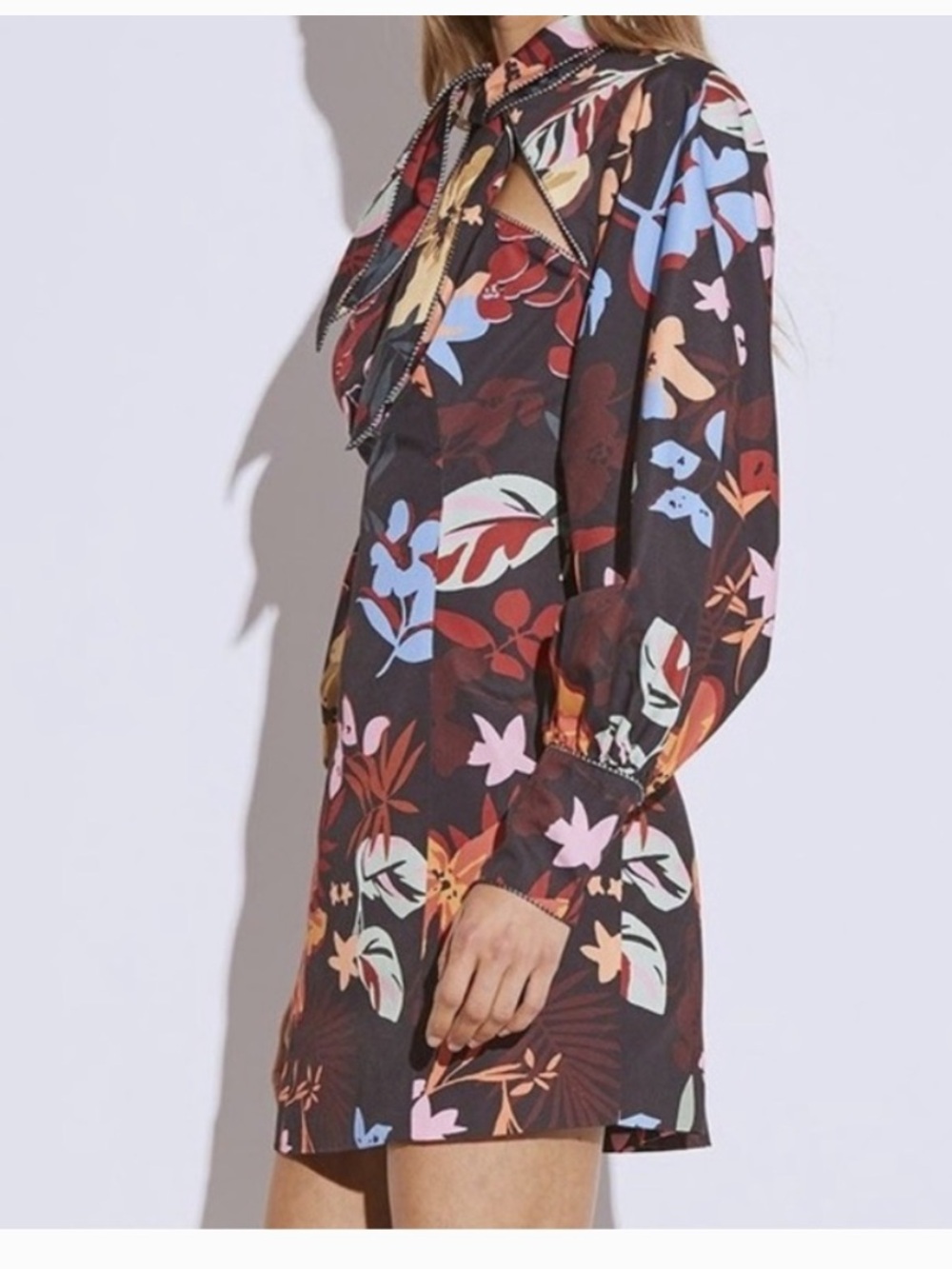 C/MEO Collective Origin Long Sleeve Floral Mini Dress Abstract Print